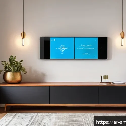 Home 17 스마트 스위치 설치 가이드 - A modern Middle Eastern living room interior with smart home features prominently displayed: a sleek...